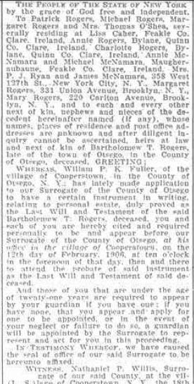 Rogers of Feakle, NYwill, 22 Dec 1905 OswegoFarmer.jpg