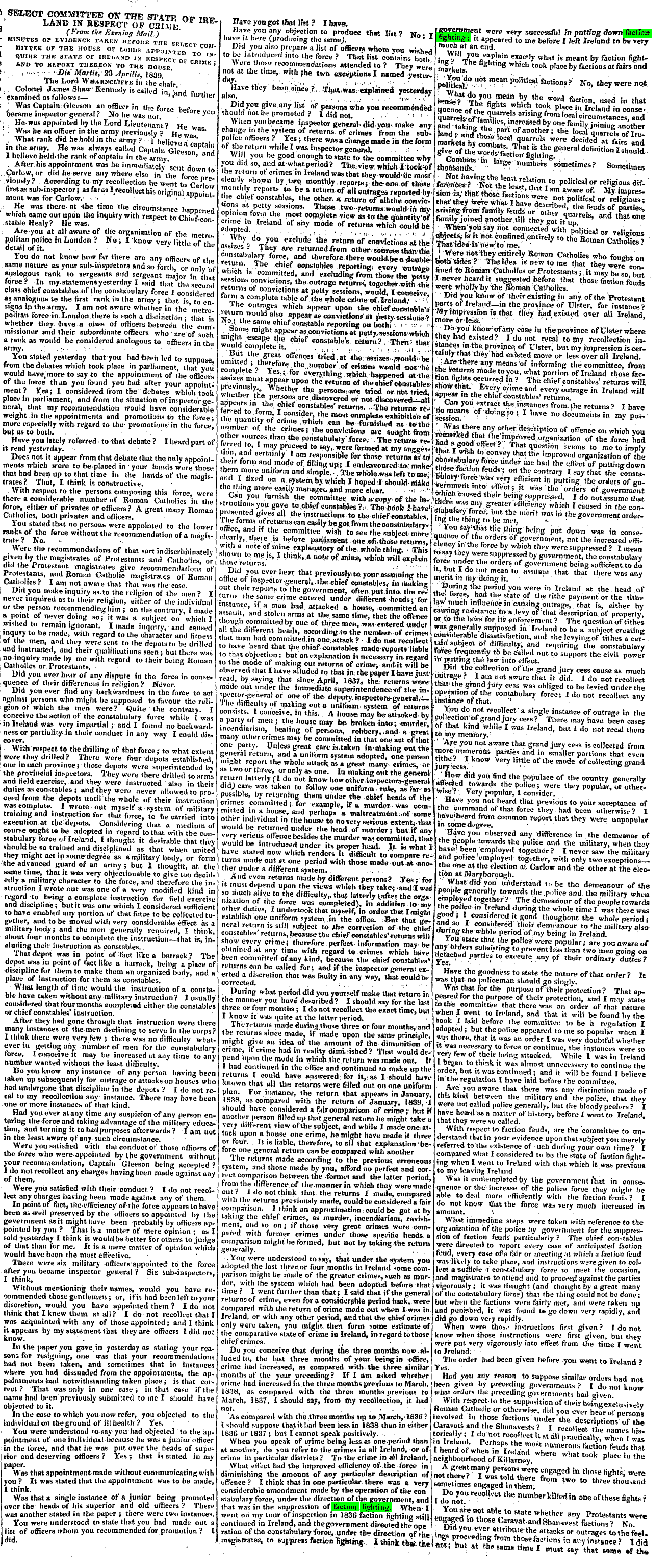Faction fighting Select Committee report 1839.png