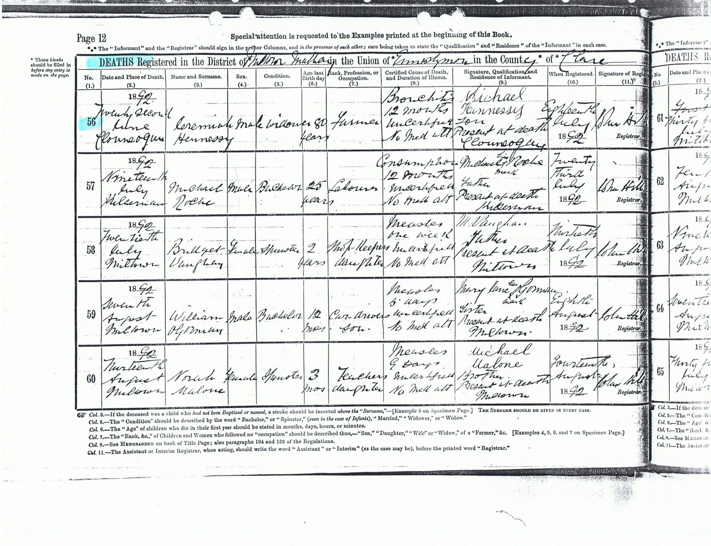 Jeremiah 'Darby' Hennessy_Death Register1892.JPG