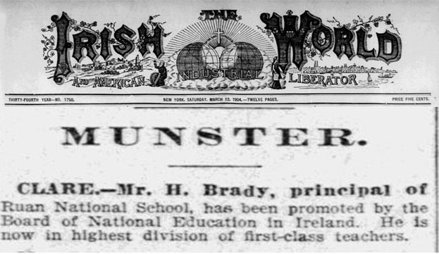 Hugh Brady Promotion Irish World newspaper 12 Mar 1904.jpg