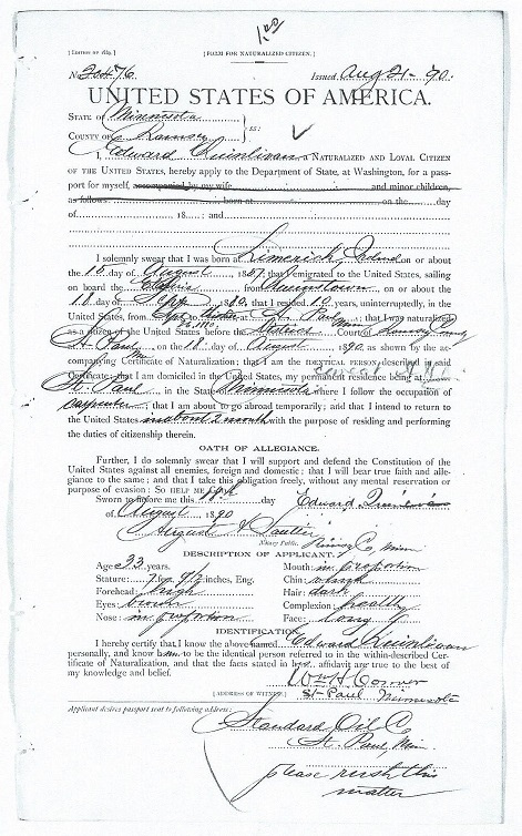 1890 Edward Quinlivan passport application (US National Archives, fold3).jpg