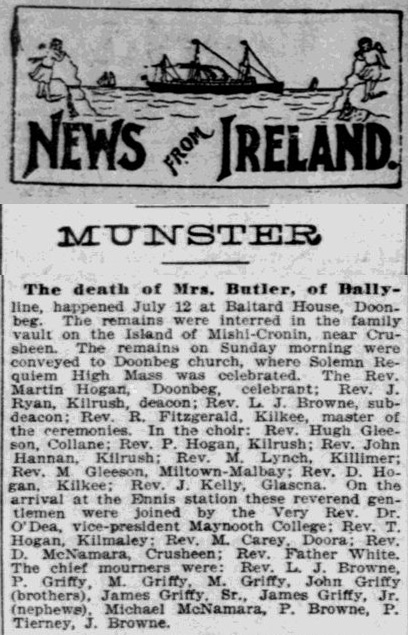 Irish World (NY) 10 August 1901 Mrs Butler Obituary.jpg