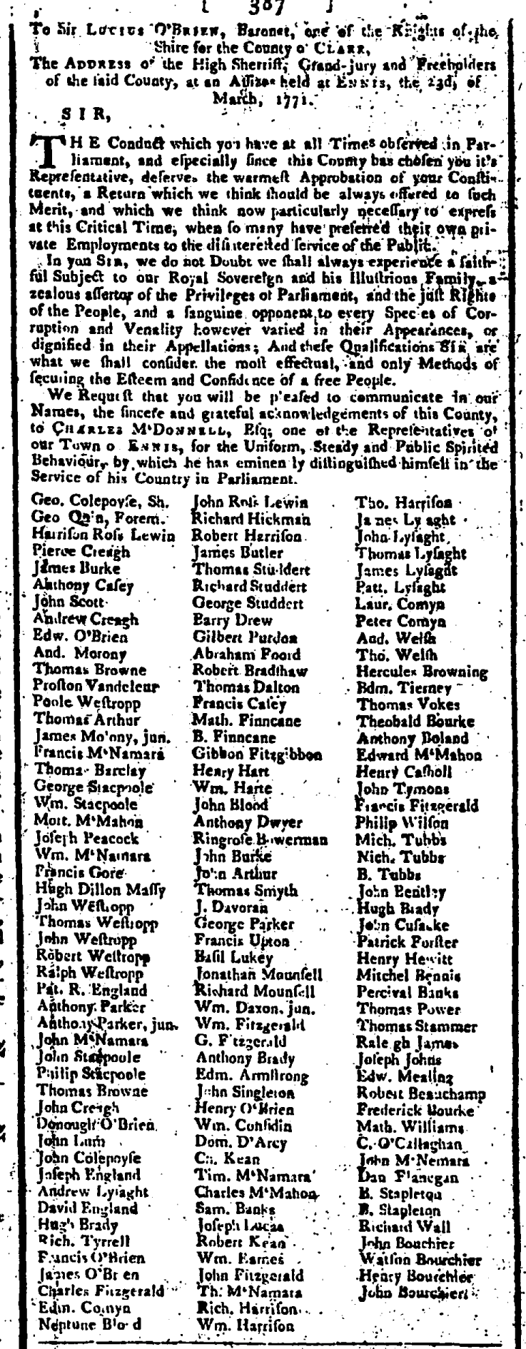 Clare freeholders address 23-Mar-1771 to Lucius O'Brien.png