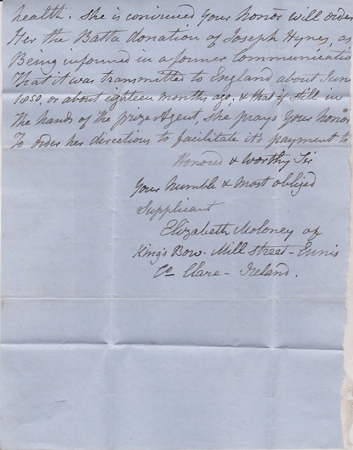Elizabeth Moloney (Ennis) 1852 Batta Claim of Joseph Hynes (2nd Bengal European Reg) 4of 4.jpg