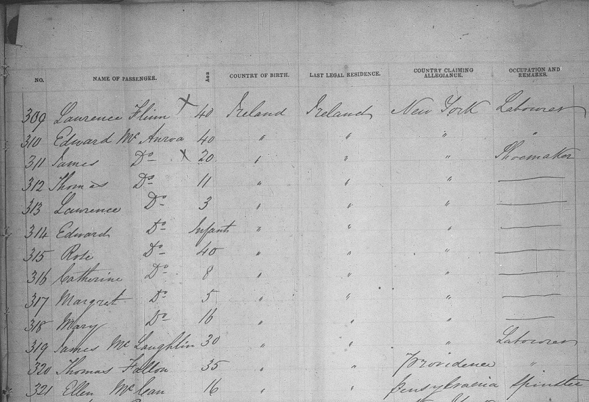 Edward McAnroa family on Isaac Wright arriving in NY on 26 Feb 1849.jpg