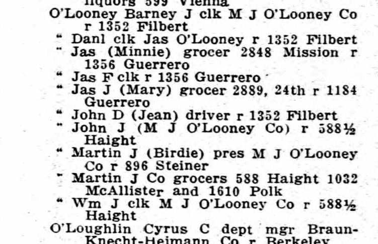 1918 San Francisco City Directory for O'Looney.jpg