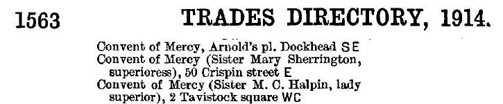 1914 London Trades Directory, Convent of Mercy.jpg
