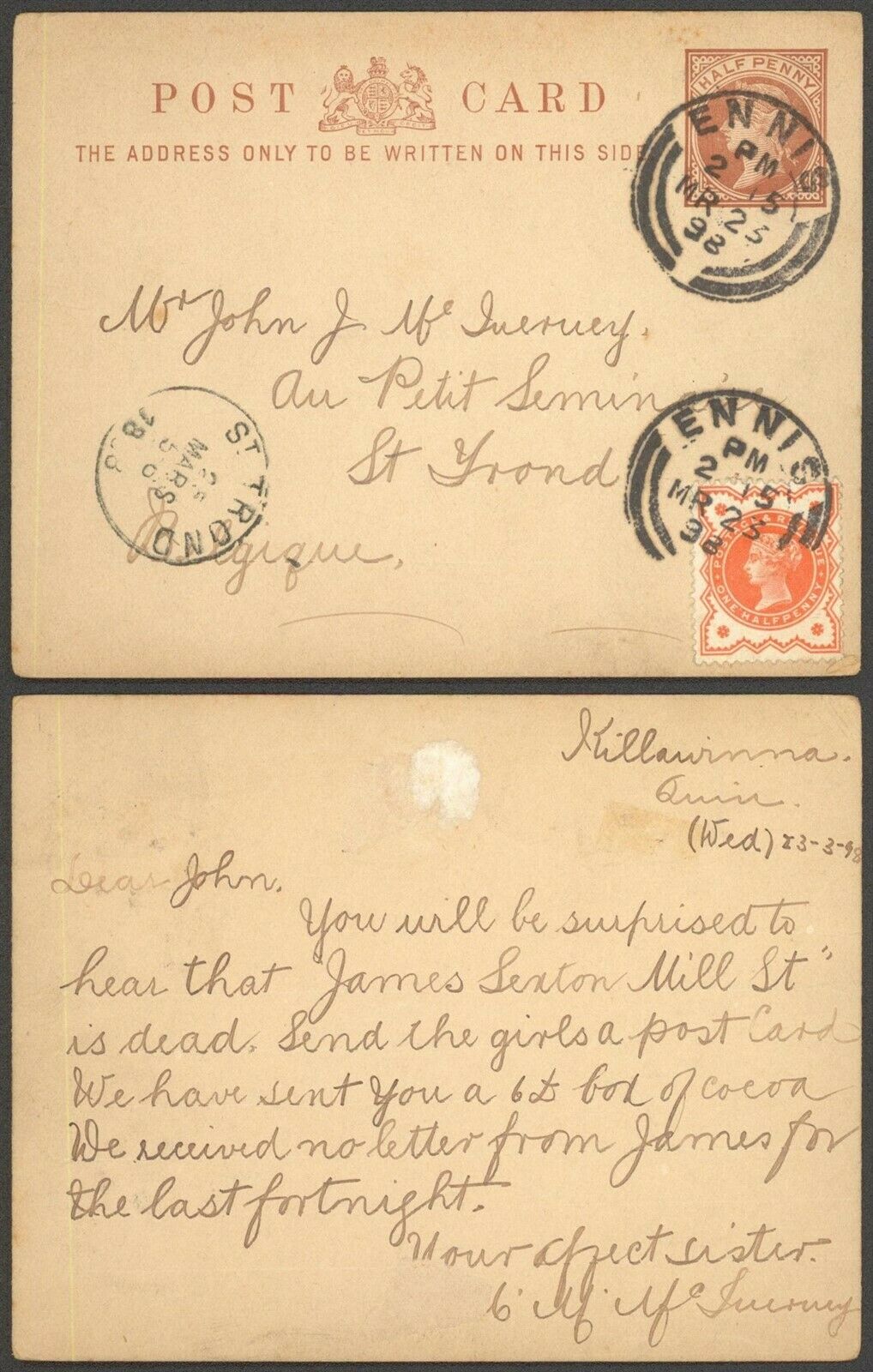 McInerney 1898 postcard from Ennis to Belgium.jpg