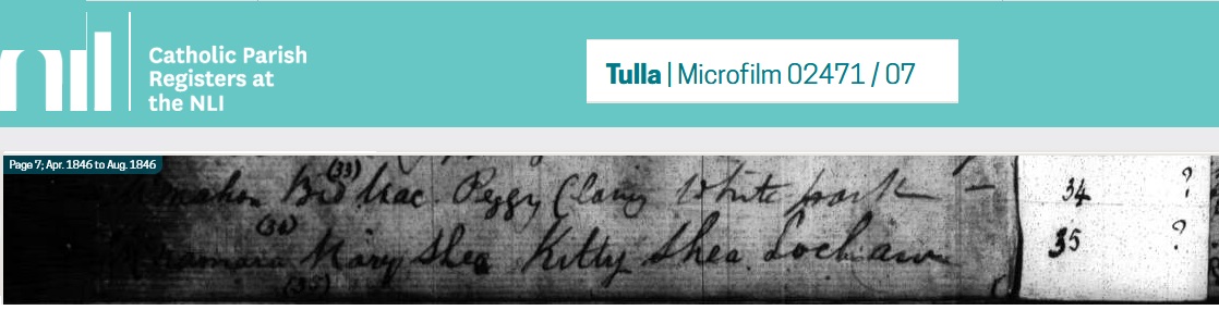 1846 Tulla baptism entry with index column.jpg