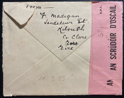 1939 Letter from Kilrush to B Madigan of Bronx NY (back).jpg