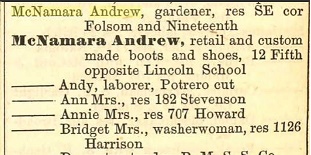 1875 City Directory of San Francisco, Andrew McNamara, gardener.jpg