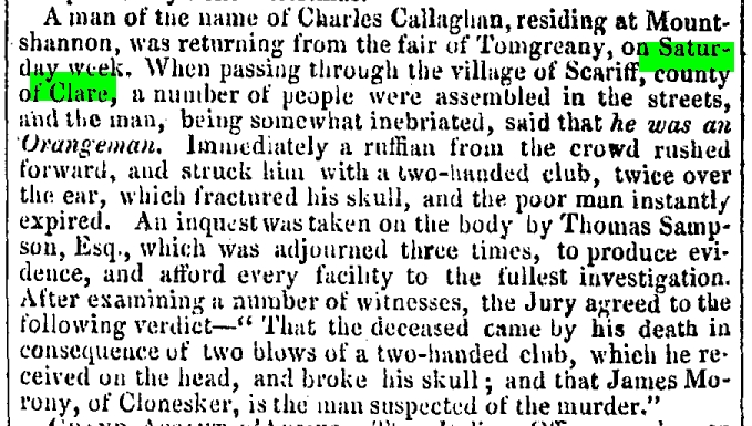 Charles Callaghan of Mountshannon killed  - 1824.jpg